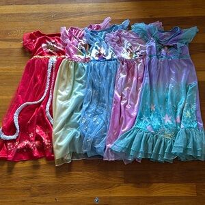 Four Disney Princess Dresses Size 5 Girls + Two Princess Nightwear (Sizes 5+6)